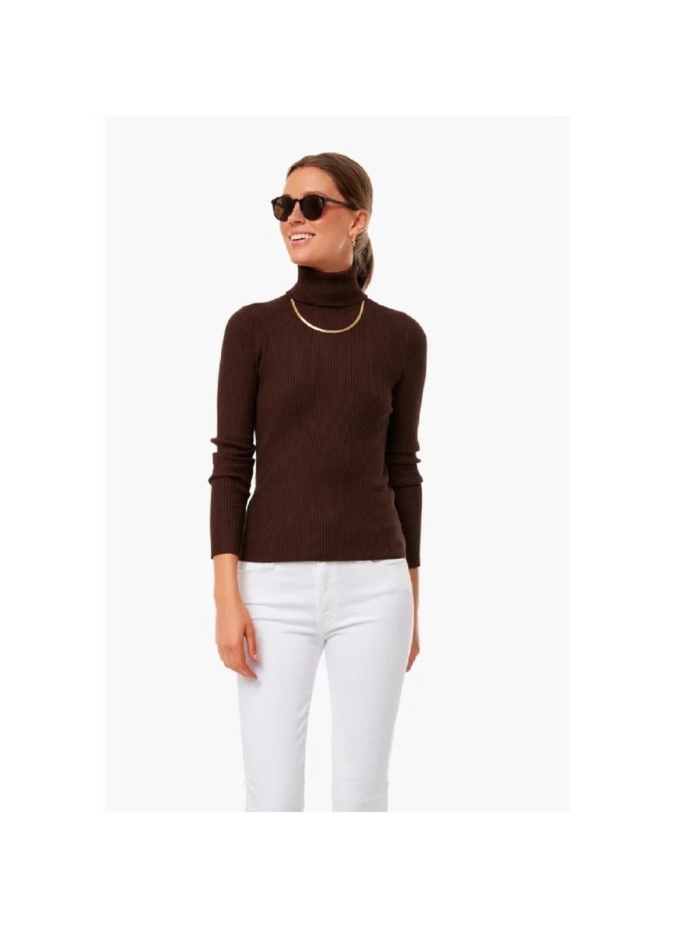 525 America Women's Chocolate Brown Sonia Ribbed Turtleneck Sweater S Tuckernuck